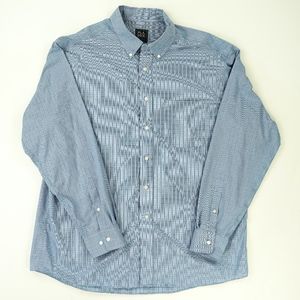 Jos A Bank Traveler Shirt Blue Green Plaid Check